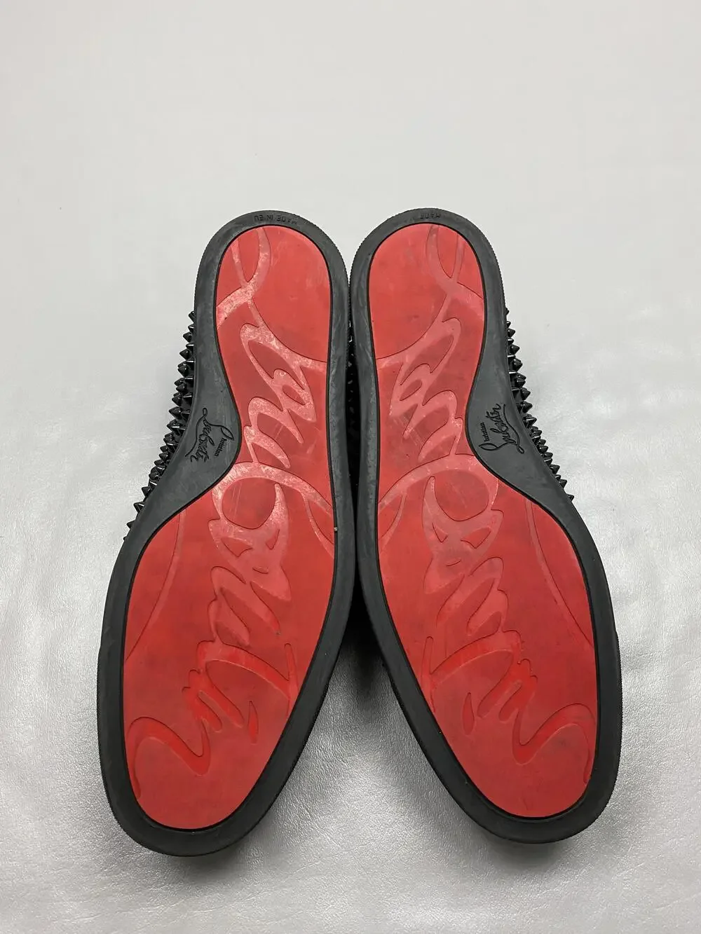 Christian Louboutin Roller-Boat Shoes Mens 13 EU 46 Black Leather Spiked Casual